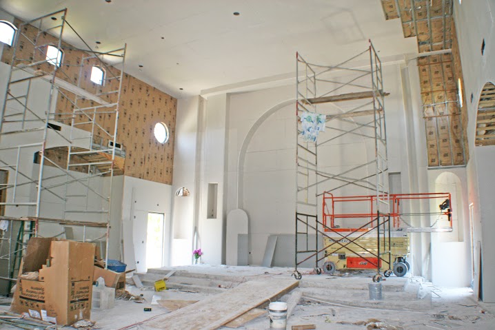 La Merced Chapel during construction