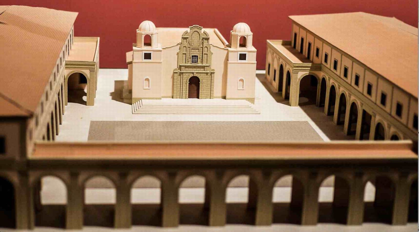 Architectural model of La Merced Chapel and the village square