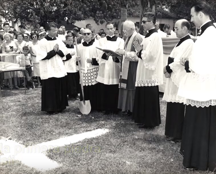 Groundbreaking ceremony for the church, school, and convent